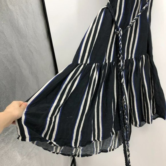 Apiece Apart  Costa Del Sol Ruffle Wrap maxi dress Linen Silk blend   striped W4 - Picture 11 of 16